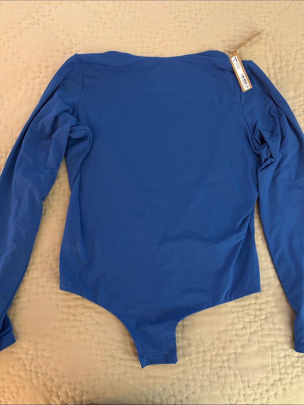 SKIMS Long-Sleeve One-Piece low back Bodysuit in Royal Blue NWT